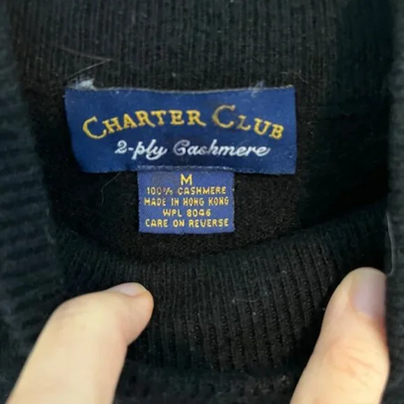 Black 2-ply Cashmere Mock Turtleneck - Picture 2 of 3